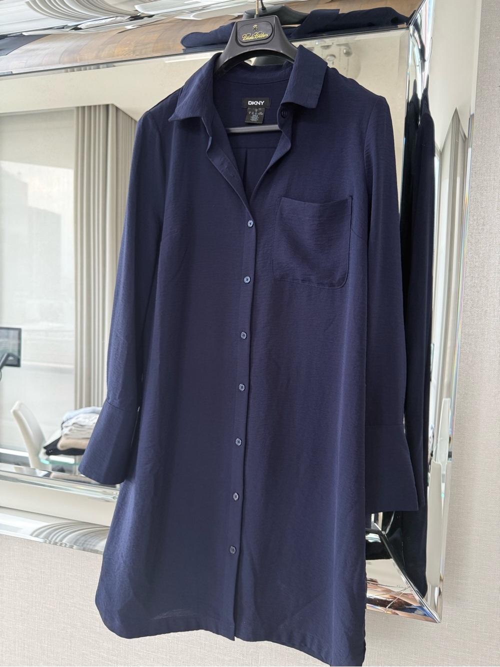 DKNY Navy Labeled Classic Shirt Dress